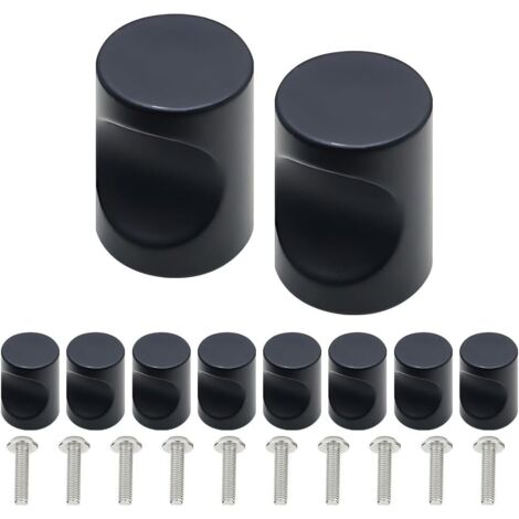 10 Pezzi Pomelli per Porte, Pomelli per Mobili in Nero, Pomello per Cassetto Rotondo a Foro Singolo, con Viti, Maniglie per Porte da Cucina, per Armadietto