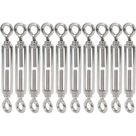 10 pezzi Tenditori a corpo aperto M6 in acciaio inox con occhiello per cavi di tensione o funi, tenditore per cavi, utensile di fissaggio
