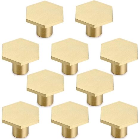 10 Pices 213034mm Laiton Massif Hexagonaux Bouton, Porte De Placard Poigne Ronde Bouton En Laiton Avec Vis, Dcoration Pour Porte D'armoire,poign