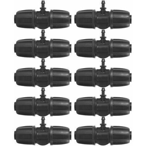 10 pi¨¨Ces de Haute Qualit¨ 16mm ¨¤ 4/7 connecteur de t¨ Barbel¨ de Verrouillage de Jardin pour l'irrigation de Jardin de Tuyau PE