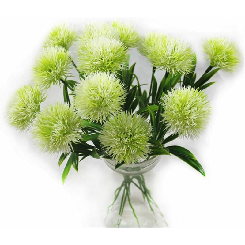 Ineasicer - Lot de 10 fleurs artificielles pissenlits en plastique pour décoration de maison ou de mariage (blanc)