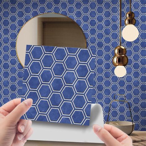 10 Pices Mosaque 3d Autocollante 1515cm, Cuisine Salle De Bain Bibliothque Autocollante, Papier Autocollant Pvc, Stickers Muraux Rtro Impermables