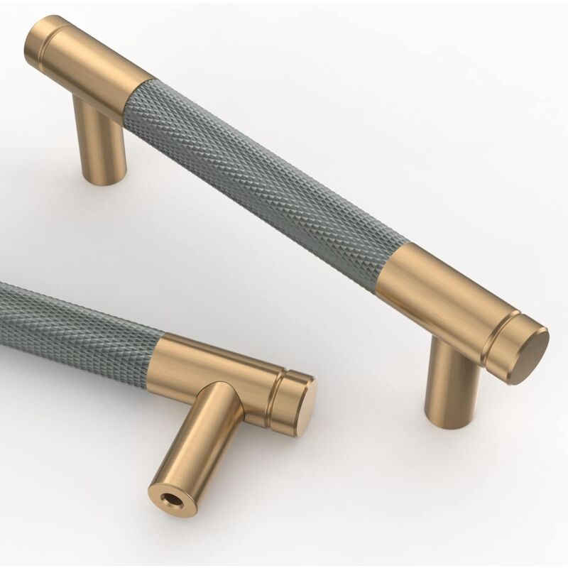 10 Pièces Poignee de Meuble Cuisine Grisdoré 96mm Alliage de Or Poignées Meubles avec Vis, pour Bureaux, Tiroirs, Armoires, Placard UK0026