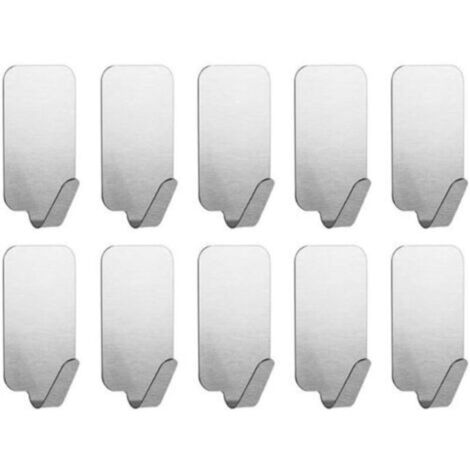 10 pièce Crochet en acier inoxydable sans clous, crochet de rangement pour cuisine et salon, crochet simple arrière de porte multifonctionnel, petit crochet en acier inoxydable