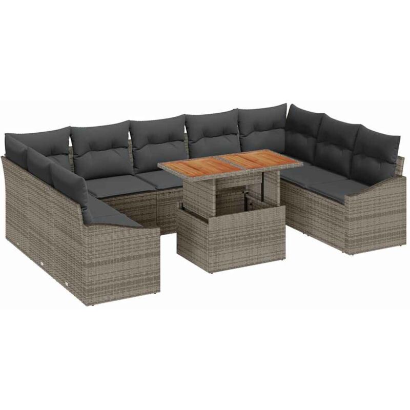 Vidaxl - Garden Dining Set Manual 10 Pcs Grey, Brown 100 X 55 X 73 Cm