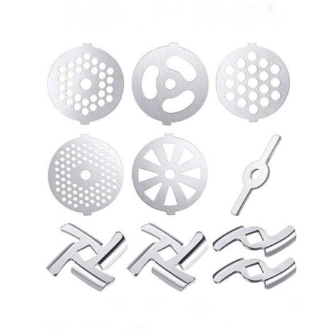 10-Piece Meat Grinder Accessories Set, Food-Grade Meat Grinder, Manual Meat Grinder, Grinding Parts, Sausage Stuffing Machine, Stainless Steel Attachment, Mixer