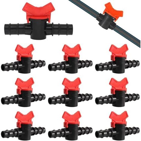10-piece Switching Valve, Pipe Valve Switch, PE Plastic, Double Male Barbed, Garden Hose Fitting, Tap Adapter, Lawn Irrigation, for 16mm Hose