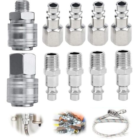 10 pieces 1/4" BSP quick-connect fitting for air compressors and pneumatic tools