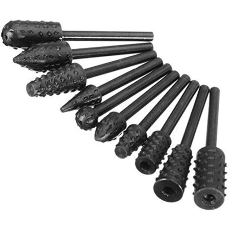 10 Pièces 1/8'' Tige De Forage De Fichier Rotatif Bits De Coupe De Fichier Rotatif Râpe Rotative Ensemble Outil De Travail Du Bois