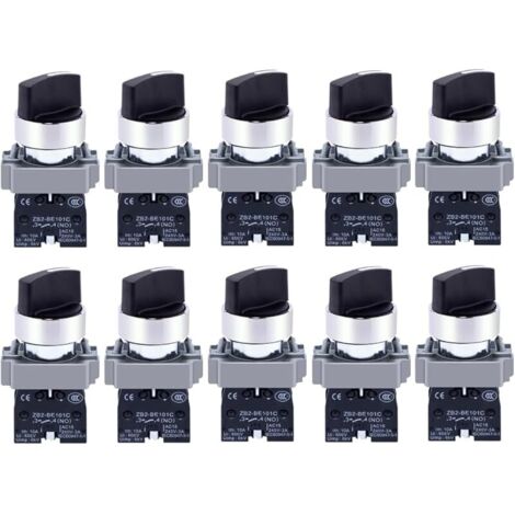 10 Pièces 1 NO 2 Sélecteur Interrupteur à Verrouillage, Commutateur Rotatif 2 Positions 600V 10A, pour Contrôle de Machine