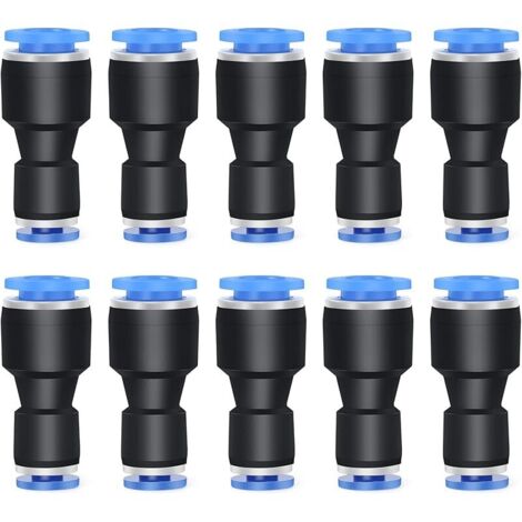 10 pièces 10 mm de diamètre extérieur x 8 mm de diamètre extérieur réducteur droit pour connecter les raccords, raccord de réducteur de tube de tuyau d'union pneumatique