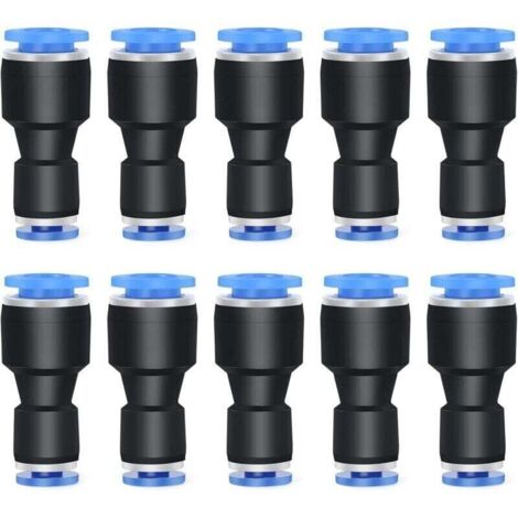10 pièces 10 mm de diamètre extérieur x 8 mm de diamètre extérieur réducteur droit pour connecter les raccords, raccord de réducteur de tube de tuyau d'union pneumatique