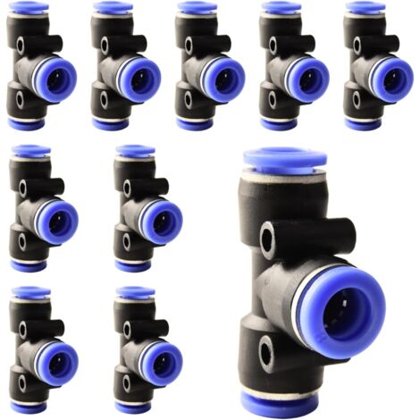10 pièces 16 mm répartiteur en Y à 3 voies, raccord pneumatique, rapide plastique raccords Push to Connect, adaptateur de conduite d'air PY - PE-8mm