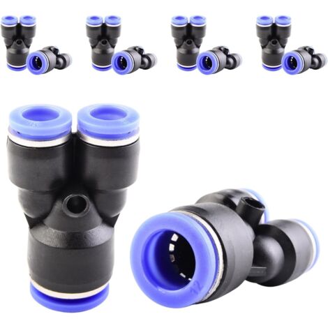 10 pièces 16 mm répartiteur en Y à 3 voies, raccord pneumatique, rapide plastique raccords Push to Connect, adaptateur de conduite d'air PY - PW12-8mm