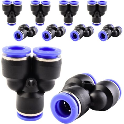 10 pièces 16 mm répartiteur en Y à 3 voies, raccord pneumatique, rapide plastique raccords Push to Connect, adaptateur de conduite d'air PY - PY-10mm