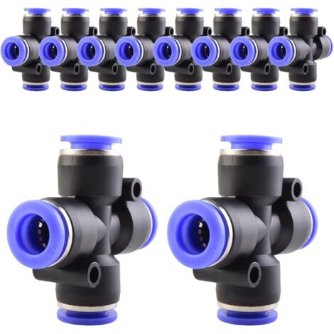 10 pièces 16 mm répartiteur en Y à 3 voies, raccord pneumatique, rapide plastique raccords Push to Connect, adaptateur de conduite d'air PY - PZA-10mm