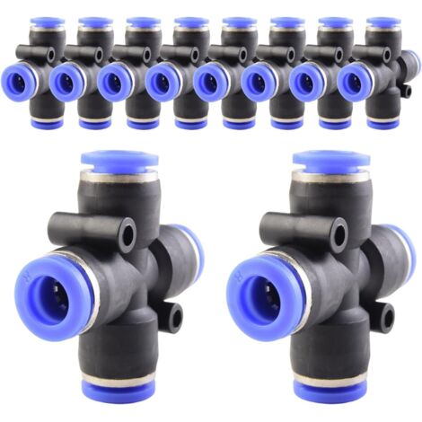 10 pièces 16 mm répartiteur en Y à 3 voies, raccord pneumatique, rapide plastique raccords Push to Connect, adaptateur de conduite d'air PY - PZA-8mm