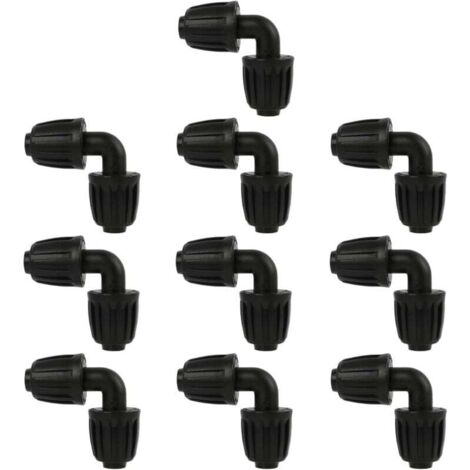 10 Pièces 16mm Adaptateur Coude Irrigation Goutte. Tuyau d'Arrosage Coude Connecteur. Adaptateur Coude D'Irrigation Goutte. Joint de Coude pour Système d'Irrigation Agricole (L-Joint)