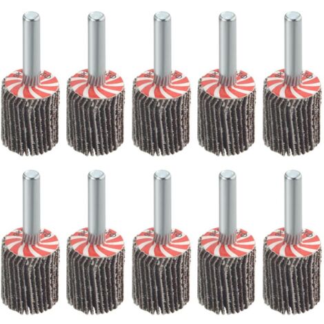 10 Pièces 20×25MM Roues à lamelles montées avec tige 6MM Roues à lamelles 80 Grit Flap Wheels Set