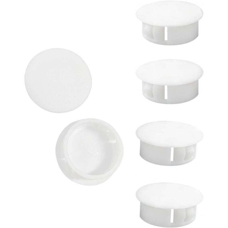 10 Pièces 25mm Bouchons en Plastique Rond, Cache Trou Meuble, Blanc, Bouchon de Trou de Percage pour Verrouillage Trou Meubles