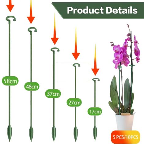 (10 pièces, 27 cm) Supports pour plantes, supports pour papillons, orchidées et fleurs en pot, tiges de fixation réutilisables pour la protection des légumes, outil de jardinage