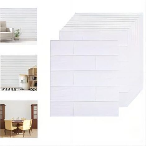 10 Pieces 3D Brick Wallpaper, Self Adhesive White Brick Wall Stickers, Waterproof for Decoration, DIY Decorative Wall Panel for Bedroom Home Kitchen (35x38.5cm, White)