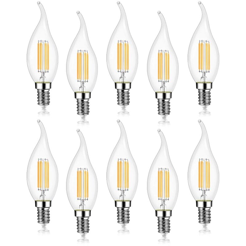 10 pieces 4W led light bulb E14 470LM flame candle 2700K warm white, not dimmable, 360° beam angle