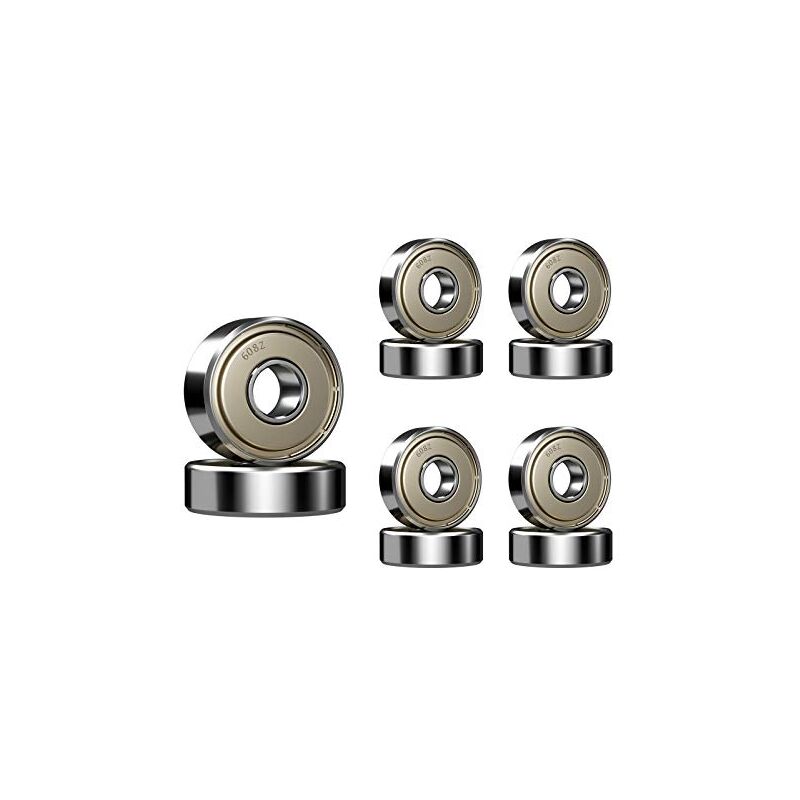 Héloise - 10 Pieces 608 zz Ball Bearing, 608ZZ Metal Double Shielded Miniature Deep Groove Skateboard 3D Printer Ball Bearings (8 x 22 x 7 mm)