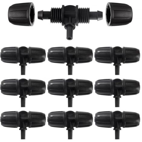 10 Pièces 8/12 mm à 6mm Raccords D'irrigation Goutte à Goutte, 3-Voies Raccord de Tuyau D'Irrigation, Connecteur de Tuyau en T Barbelé, pour Jardin, Pelouse
