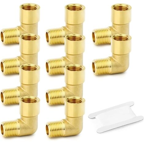 10 pièces 90 Degree Barstock Street Elbow, 1/4 Inch BSP Male Pipe to 1/4 Inch BSP Female Brass Pipe Fitting