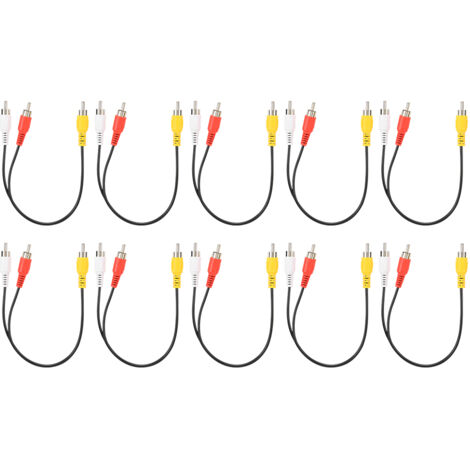 10 Pièces Adaptateur Audio RCA Mâle vers Double RCA Mâle, Connexion Robuste et Durable