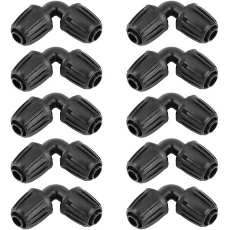 10 Pièces Adaptateur Coude d'Irrigation Goutte à Goutte, Connecteur Universel pour Tuyau d'Arrosage 16mm
