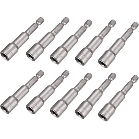 10 Pièces Adaptateur Douille Visseuse 7mm Magnétique Embout Douille Hexagonale pour Visseuse à Choc pour Tournevis à Écrou de pour Perceuse à Main