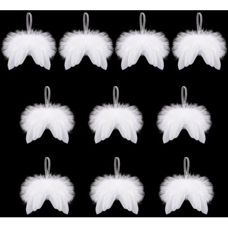 10 Pièces Ailes D'ange Blanches - Décorations Sapin De Noël À Sus Ornements De Noël Ange Ailes De Plumes Blanches Décoration D'arbre Pour Bricolage Artisanat