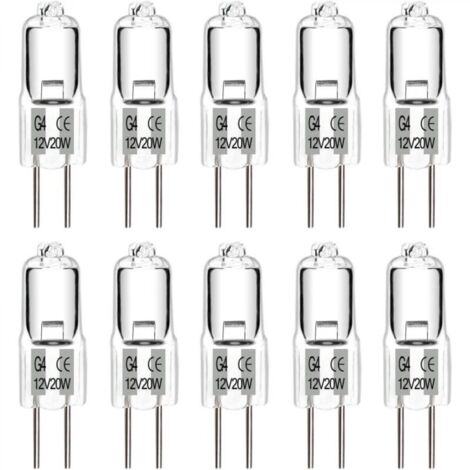 10 Pièces Ampoules Halogènes G4, Ampoule G4 Blanc Chaud 12V 20W, Capsule Transparente, Pour Lustre, Placards, Plafonnie
