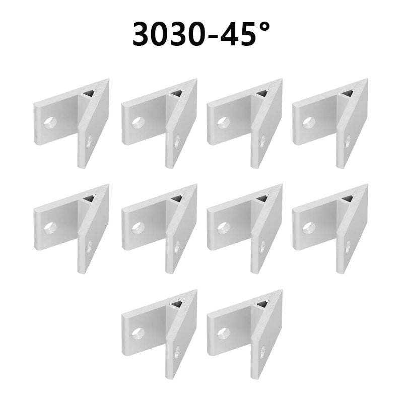 10 pièces Angle d'angle en aluminium à 45°, joint de connexion de support pour accessoires de connecteur de profil industriel(3030-45°)