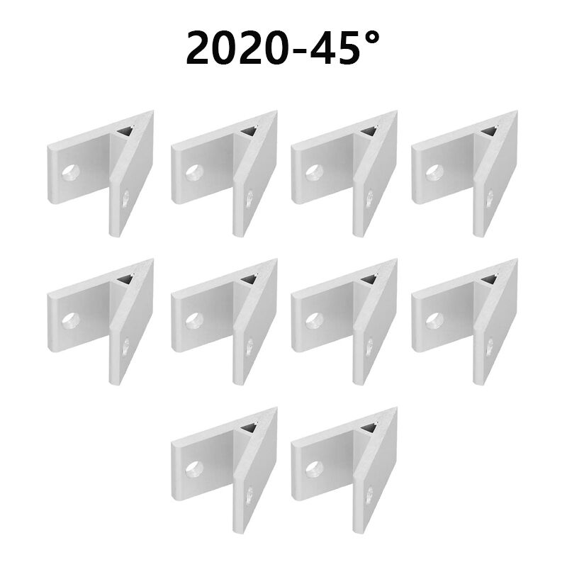 10 pièces Angle d'angle en aluminium à 45°, joint de connexion de support pour accessoires de connecteur de profil industriel(2020-45°)