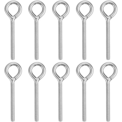 10 Pièces Anneau de Levage Boulon à œillet M6,Boulon à œil en Acier Inoxydable 304,Anneaux Filetage Vis Tige Longue,74mm Boulons àœil Filetage Mâle,Vis à œillet Antirouille,pour Fixation et Suspension