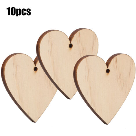 10 Pièces Assorties de Rondins en Bois Naturel pour Décorations de Noël Artisanales - Ornements de Sapin à Accrocher avec Corde (Modèle N°15)