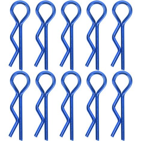10 Pièces Attaches Métalliques en R pour Carrosserie RC 7mm, pour Voitures 1/5 1/6 1/8 1/10, Bleu