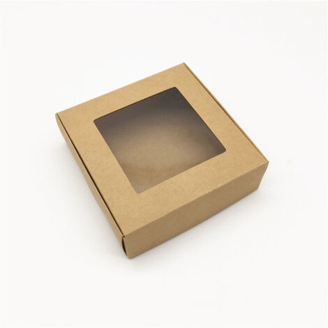10 pièces boîte de papier fenêtre transparente boîte à savon bijoux cadeau emballage boîte cadeau de mariage boîte à bonbons(boîte de papier kraft fenêtre 656530mm)