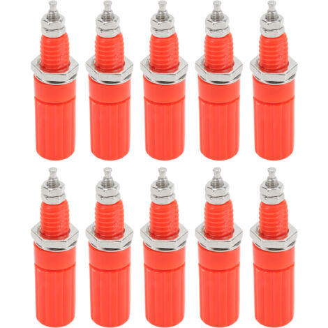 10 Pièces Bornes M3 4mm Banane Douilles Prise Panneau Vis pour Matériel Électronique Rouge