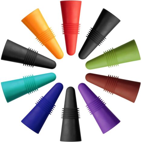 10 Pièces Bouchons de Bouteille de vin Bouchons de Bouteille avec Silicone Coloré ＋ Acier Inoxydable, Boisson Réutilisable Scellant à pour Faire Bouillir Les Boissons à la, 8 Couleurs,
