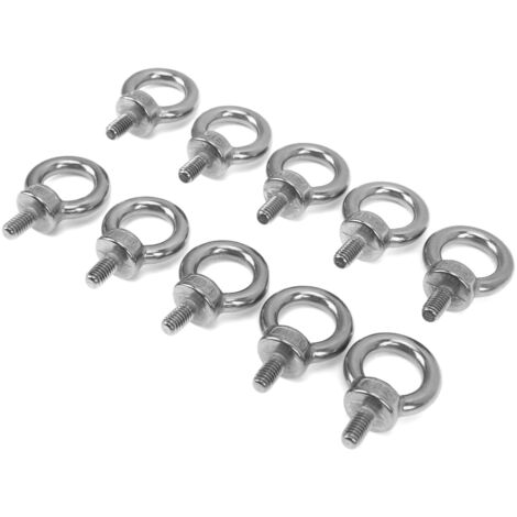 10 Pièces Boulons à Anneau M6 en Acier Inoxydable Marine, Anneau de Levage Lourd pour Équipement Nautique