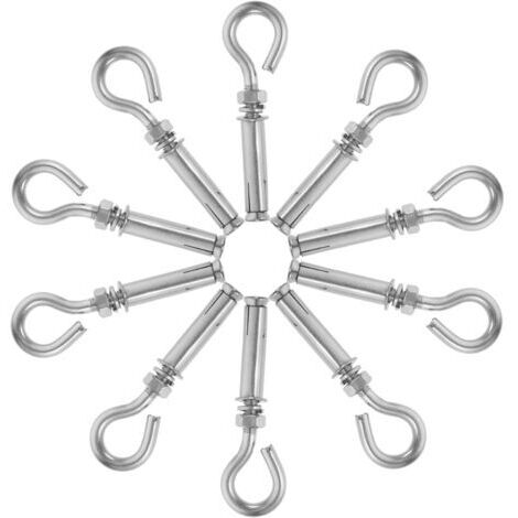 10 pièces Boulons Expansion Acier Inoxydable Crochet à Œil Résistant pour Ancrage Mur Béton Usage Industriel et Domestique