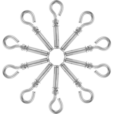 10 pièces Boulons Expansion Acier Inoxydable Crochet à Œil Résistant pour Ancrage Mur Béton Usage Industriel et Domestique