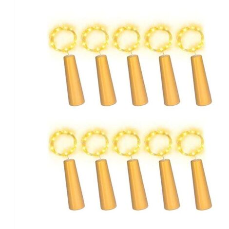 10 Pièces Bouteille de Vin Liège Lumières 20 LED Guirlande Lumineuse pour Bricolage Fête Mariage Noël Festival Bar Décoration
