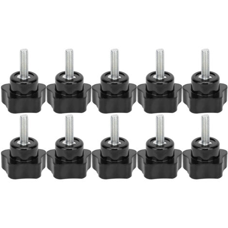 10 pièces Bouton de serrage pour tour à main Poignée à main Écrou à torsion Vis FiveStar Plum Poignée de verrouillage M6x32x20
