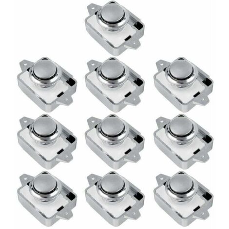 10 Pièces Bouton Poussoir Serrure pour Tiroir Placard Porte Caravane Camping-Car Argent