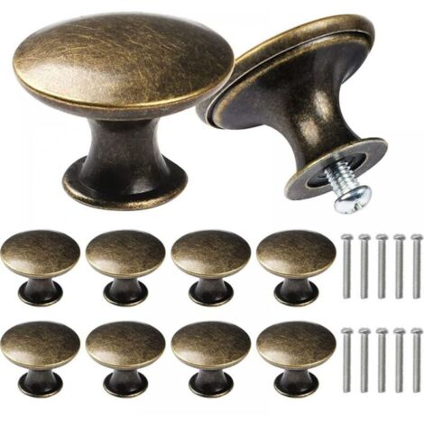 10 PIÈCES Boutons d'armoire vintage, élégants boutons de tiroir, poignées de cuisine en laiton antique, boutons de meuble ronds de 30 mm, Bronze